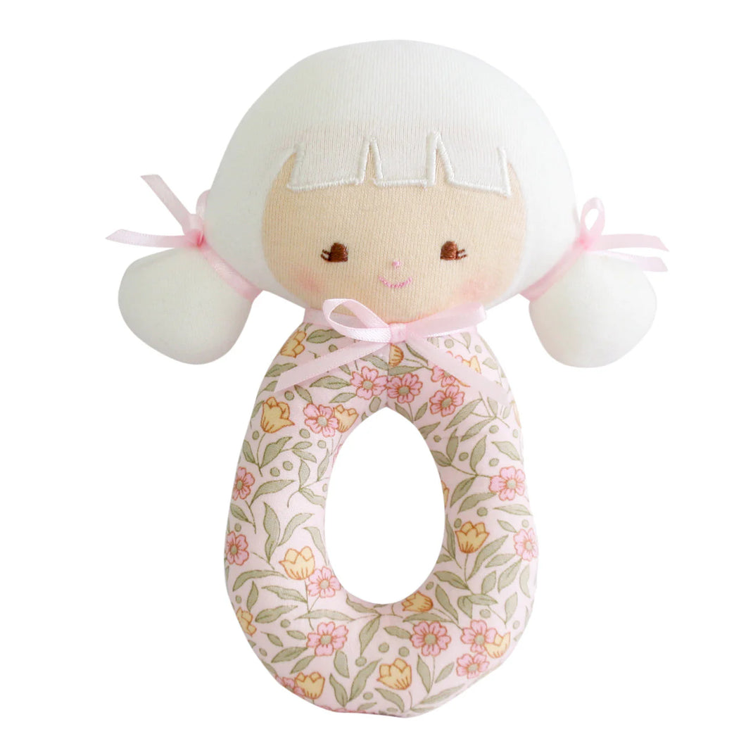 Audrey Grab Rattle 15cm Blossom Lily Pink | Alimrose