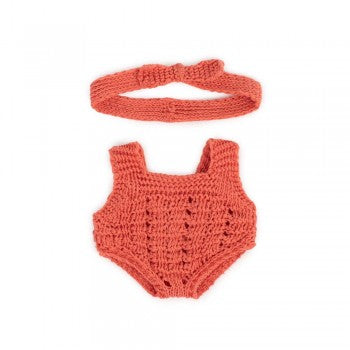 Miniland Clothing Eco Knitted Rompers and Hairband, 21 cm