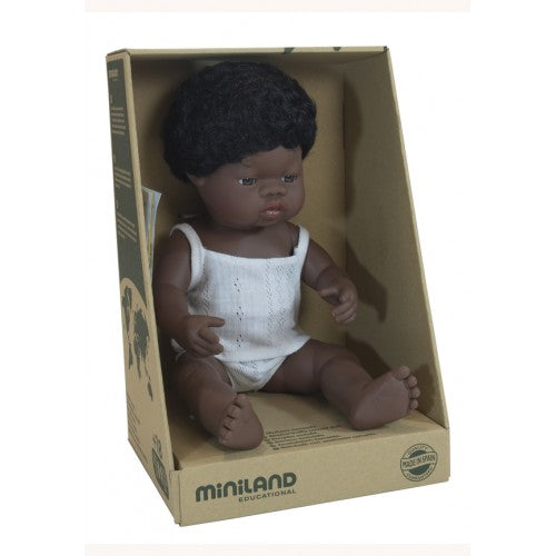 Miniland Doll | Anatomically Correct Baby, African Boy, 38 cm