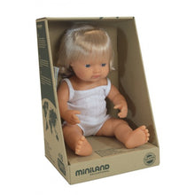 Load image into Gallery viewer, Miniland Doll | Anatomically Correct Baby, Caucasian Girl | 38 cm with Hearing Aid
