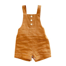 Load image into Gallery viewer, CARAMEL LINEN DUNGAREES
