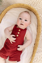 Load image into Gallery viewer, RED LINEN DUNGAREES
