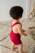 Load image into Gallery viewer, RED LINEN DUNGAREES
